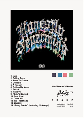 Drake Honestly Nevermind Album Poster