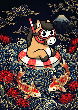Cute Horse Snorkeling in Japanese Waters