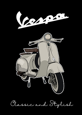 Classic Vespa Scooter Poster