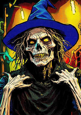 Scary Skeleton Wizard Comic Art