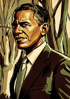 Barack Obama Comic Style Portrait