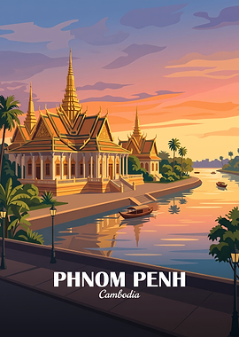 Phnom Penh Cambodia Travel Poster