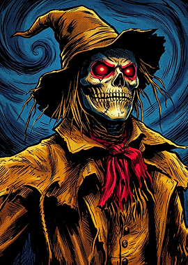 Sinister Scarecrow with Glowing Red Eyes