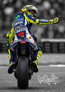 Valentino Rossi Celebrating on Motorcycle
