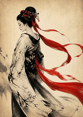 Elegant Geisha in Traditional Kimono