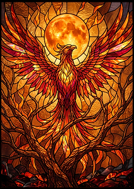Stained Glass Phoenix Rising