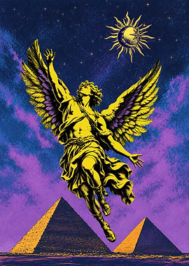 Angel Ascending Over Ancient Pyramids