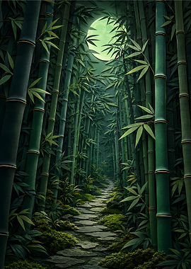 Mystical Green Bamboo Forest