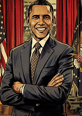 Barack Obama Comic Style Portrait