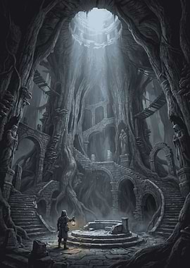 Explorer in Ancient Underground Tree Temple