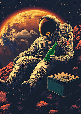 Astronaut Relaxing on Mars Surface