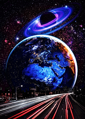 Cosmic Highway Earth and Saturn