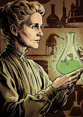 Marie Curie Scientific Discovery Illustration
