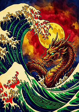 Golden Dragon and Great Wave