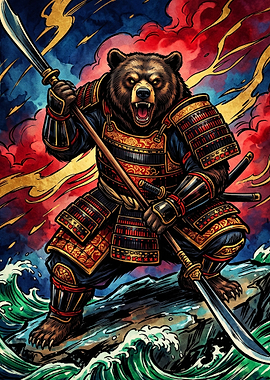 Fierce Samurai Bear Warrior