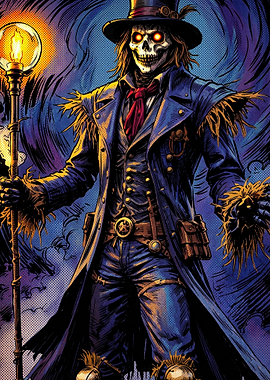 Steampunk Skeleton Scarecrow Character Art