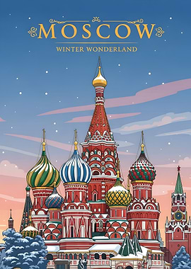 Moscow Winter Wonderland Travel Poster