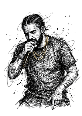 Drake Scribble Art Portrait