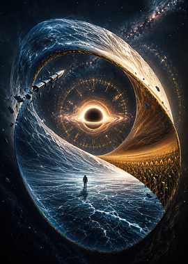 Astronaut Standing Before Cosmic Black Hole