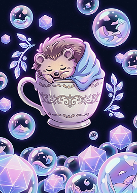 Cute Hedgehog Sleeping in Teacup