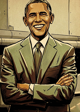 Barack Obama Comic Book Style Portrait
