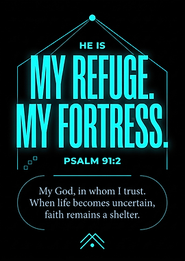 Psalm 91:2 Inspirational Neon Quote