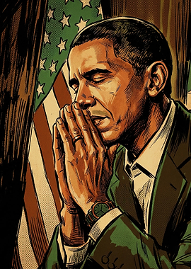 Barack Obama Praying Illustration