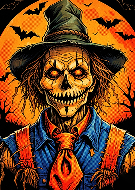 Scarecrow Halloween Horror Illustration