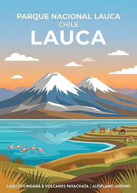 Lauca National Park Chile Travel Poster