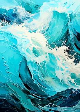 Dynamic Abstract Ocean Wave Painting