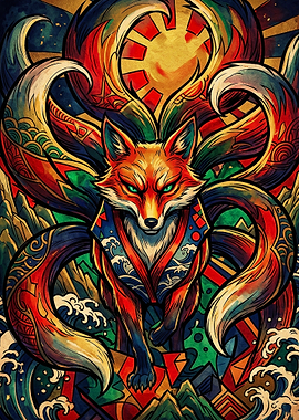 Nine-Tailed Kitsune Japanese Art