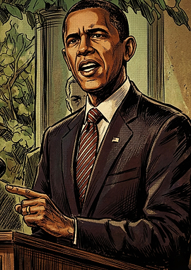 Barack Obama Comic Style Portrait