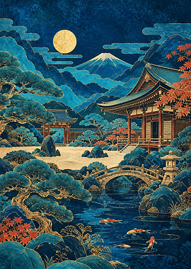 Traditional Japanese Temple and Zen Garden