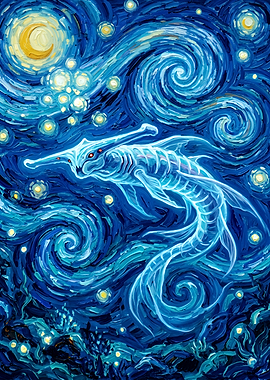 Ghost Leviathan in Starry Night Style