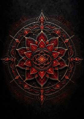 Intricate Red and Gold Mandala