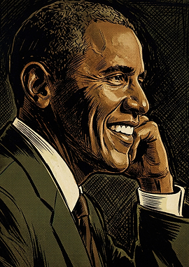 Barack Obama Stylized Portrait Illustration