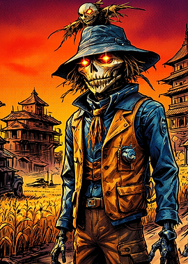 Scarecrow Character in Comic Book Style