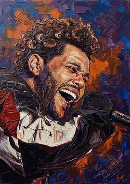 The Weeknd Singing Portrait Painting