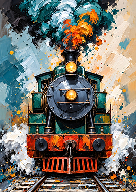 Impressionist Steam Locomotive Painting