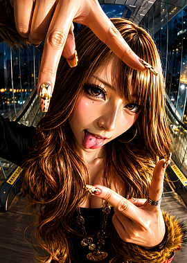 Stylish Young Woman Posing Playfully