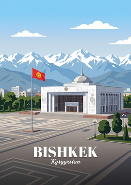 Bishkek Kyrgyzstan Travel Poster