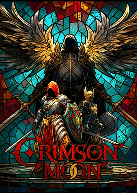 Crimson Moon Fantasy Stained Glass Art