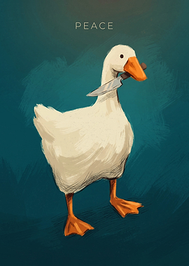 Peace Goose With Knife Meme Painterly Illustration