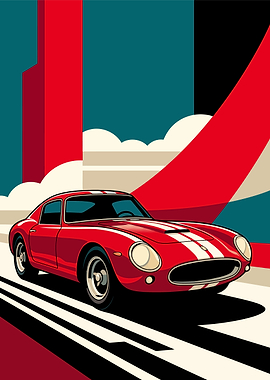 Vintage Red Sports Car Poster