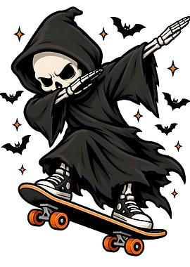 Dabbing Grim Reaper on Skateboard