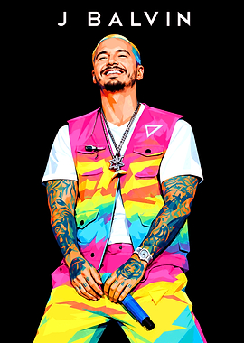 J Balvin Colorful Pop Art Portrait