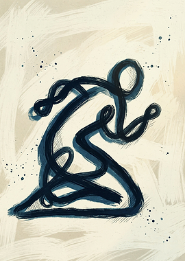 Abstract Runner Running Minimalist Brush Stroke Art
