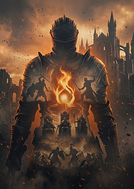 Dark Fantasy Knight Double Exposure Art