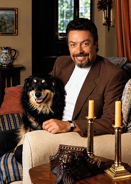 Tim Curry with his dog