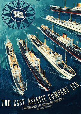 East Asiatic Company Ships Maritime Vintage Poster